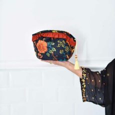 Floral Balloon Shape Wash Bag With A Frilly Trim Around The Top - By Source Lifestyle