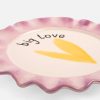 Scalloped Rim Plate With Yellow Heart by Caroline Gardner