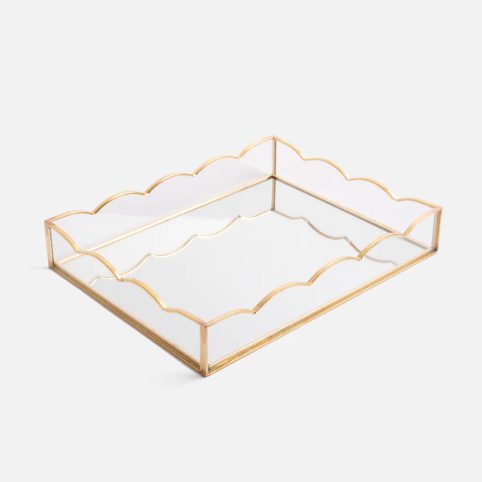 Gold and Glass Storage Tray Mirror Based