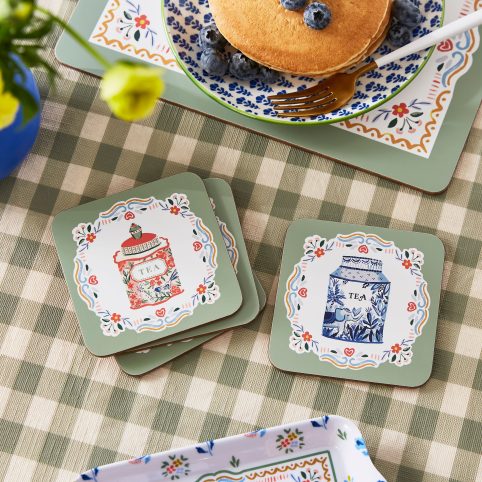 These Set Of 4 Tea Tins Coasters With Cork Backing Are Both Pretty & Practical - From Source Lifestyle