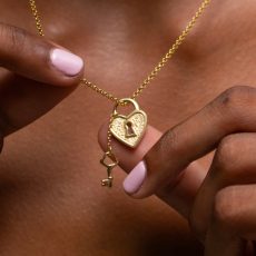 Gold Heart Padlock Necklace With A Key Charm Using Gold Plated Sterling Silver - From Source Lifestyle