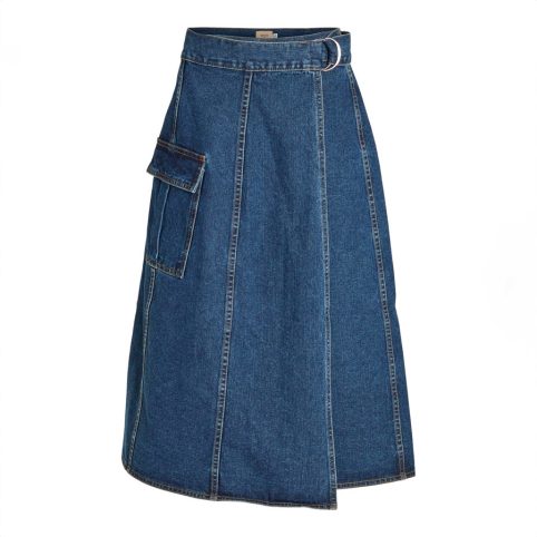 High-Waist Denim Wrap Skirt With Patch Pocket On The Side - From Source Lifestyle