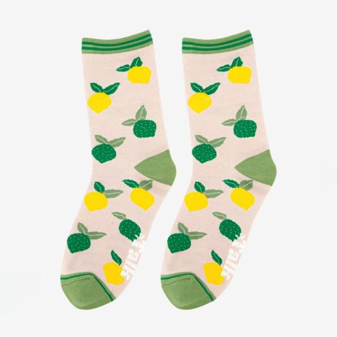 Printed Lemon & Lime Bamboo Socks On A Cream Base. From Source Lifestyle