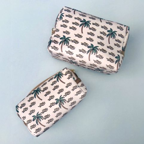 Palm Tree Makeup Bag In Velvet. Comes in Small & Large From Source Lifestyle