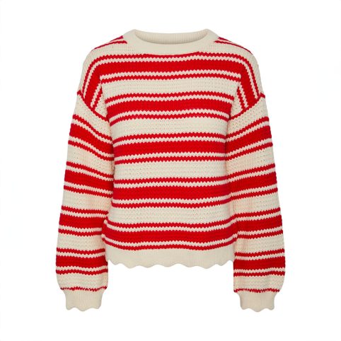 Pieces Scallop Stripe Jumoer In Red & White. From Source Lifestyle