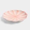 Small Trinket Dish Round With Pink Stripes and Scallop Edge