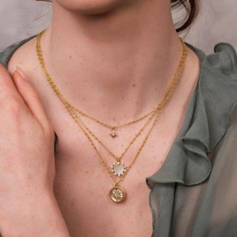 The Gold Plated Layered Heart & Star Necklace Has Three Chains. Perfect For Anyone Who Loves Layering - From Source Lifestyle