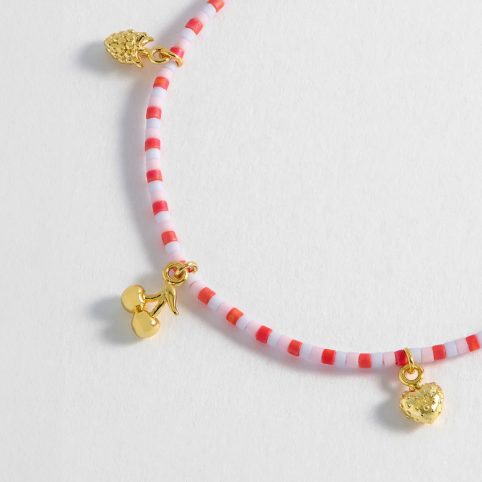 The Fruity Miyuki Charm Bracelet Has A Gold Plated Strawberry, Cherry & Grapes - From Source Lifestyle