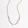 Faux Pearl Miyuki Bead Necklace With Red,Pink & Blue Beads - From Source Lifestyle