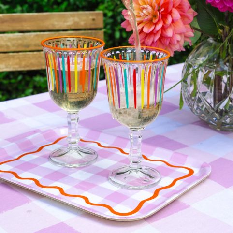 Multi- Coloured Stripe Wine Glass - From Source Lifestyle