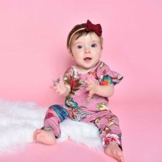 Pink Floral Frilly Jumpsuit With Poppers & A Frilly Bottom - From Source Lifestyle