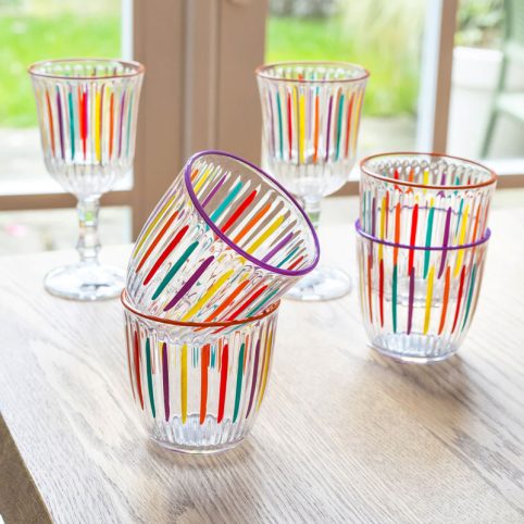 Multi-Coloured Stripe Tumbler With Contrast Rim - From Source Lifestyle