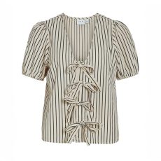 Tie Detail Stripe Top In Black & Cream. From Source Lifestyle